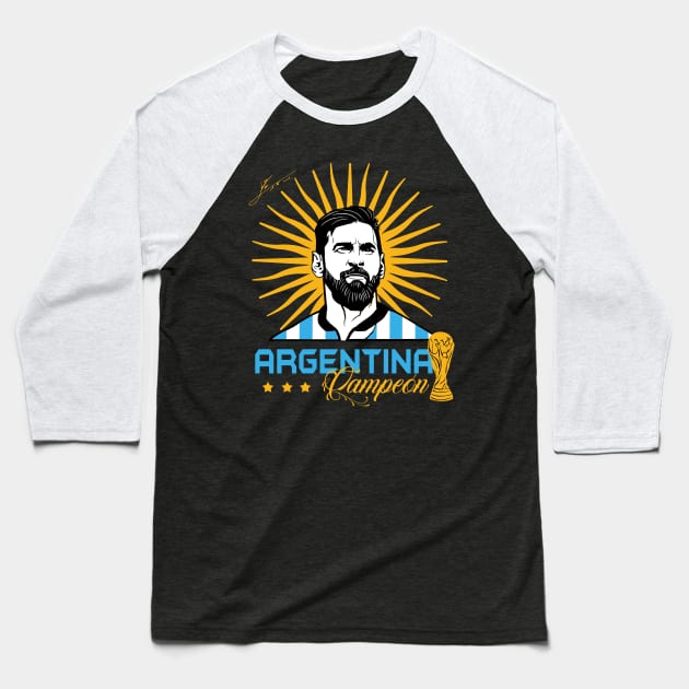 Argentina Messi world cup champions Baseball T-Shirt by MarCreative